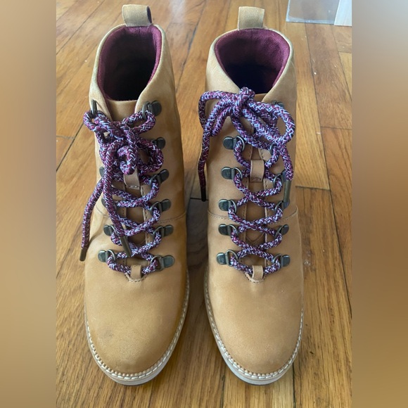 TOM’s ‘MELROSE’ SUEDE LEATHER WEDGE LACE UP BOOT- TIMBERLAND STYLE. Sz8 NWOB - Picture 2 of 10